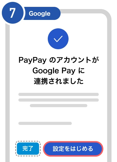 7：アカウント連携完了後、『設定をはじめる』を選択。表示されない場合『完了』を選択。