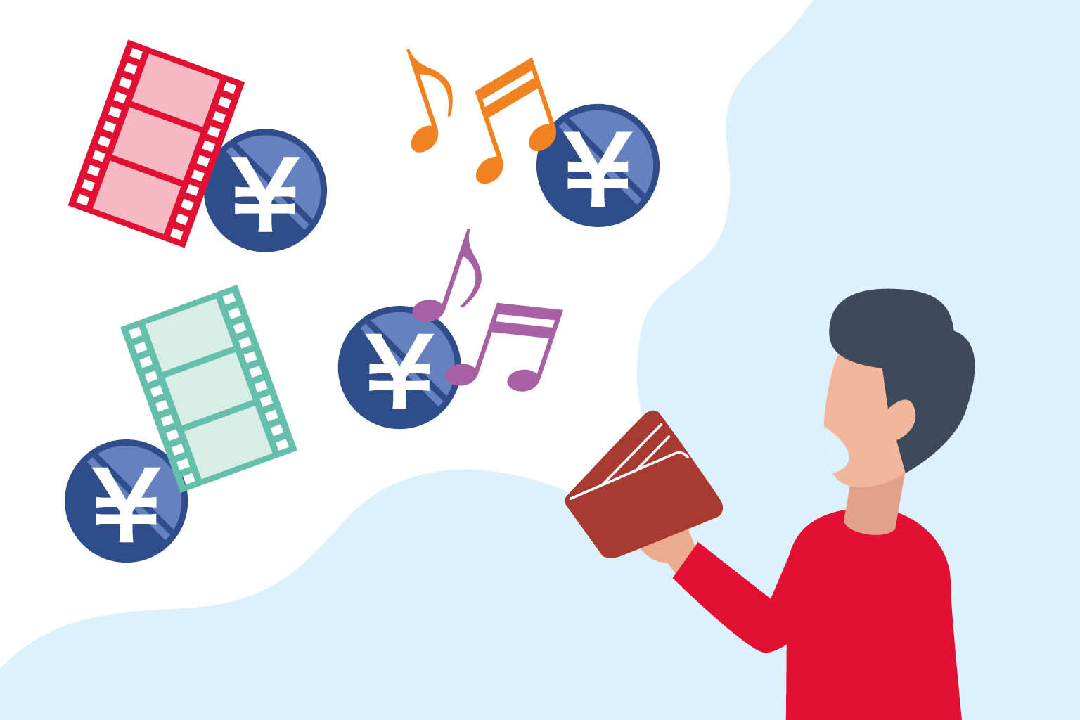 様々なサブスクリプションサービスを契約し、支出が膨らむ様子