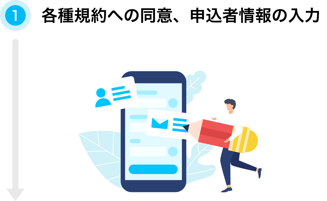 各種規約への同意、申込者情報の入力