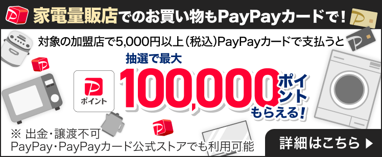 家電量販店のお買い物もPayPayカードで！対象加盟店で5,000円以上PayPayカードで支払うと抽選でポイントもらえる