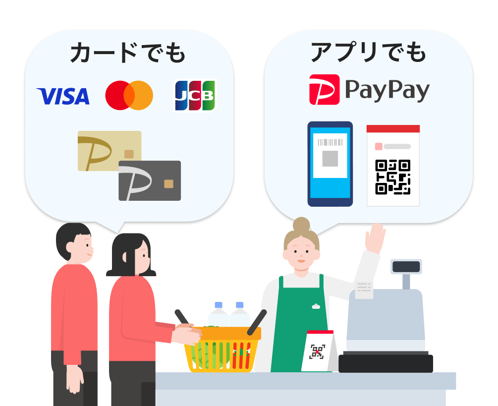 家族が家族カードを使っているイメージ