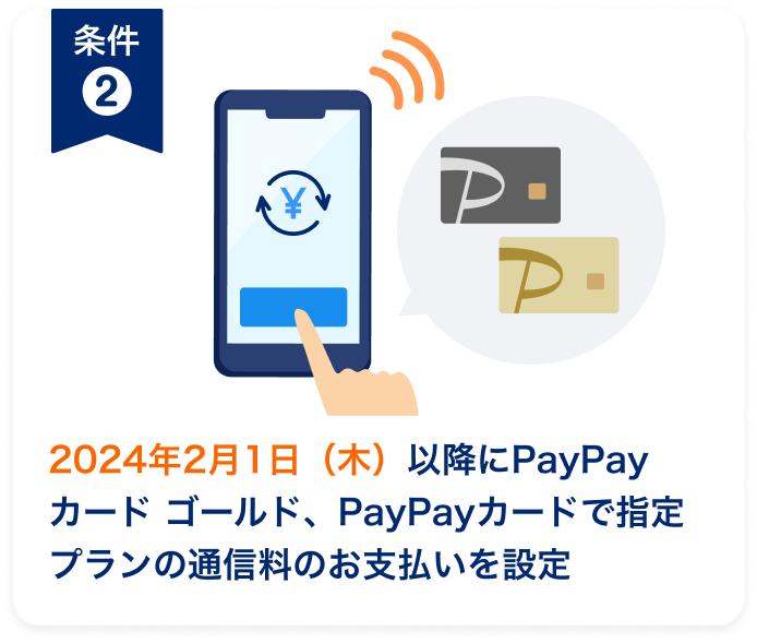 2024年2月1日（木）以降にPayPayカード ゴールド、PayPayカードで指定プランの通信料のお支払いを設定
