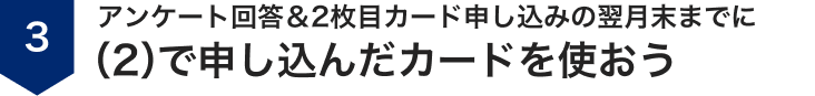 ステップ3、アンケート回答＆2枚目カード申し込みの翌月末までにステップ2で申し込んだカードを使おう