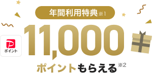 年間利用特典 PayPayポイント11,000ポイントもらえる