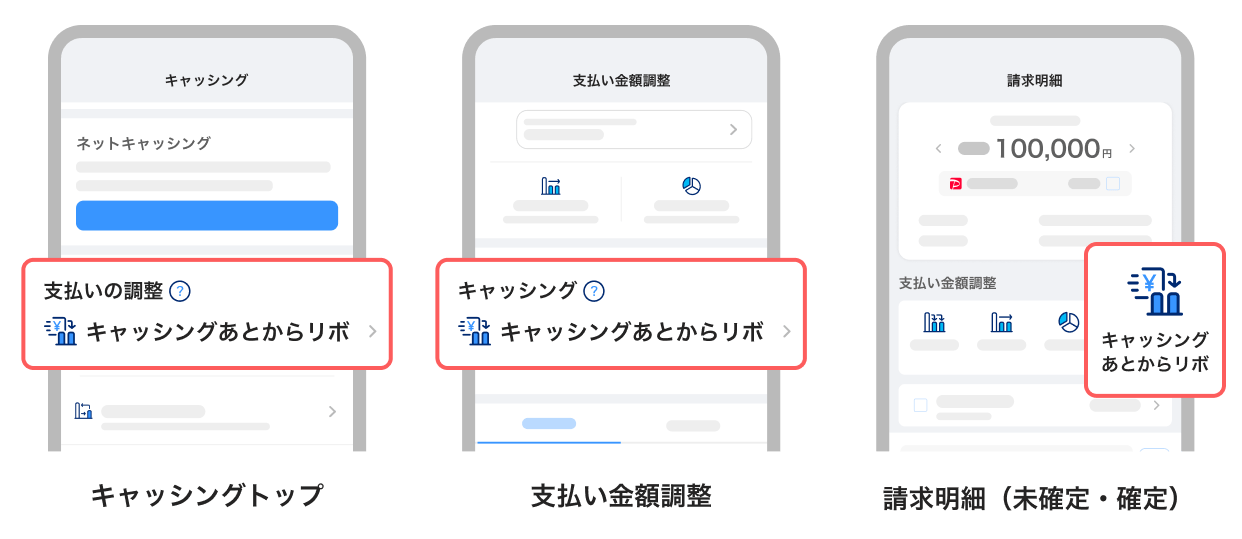 キャッシングあとからリボがどこから変更できるかを説明している画像