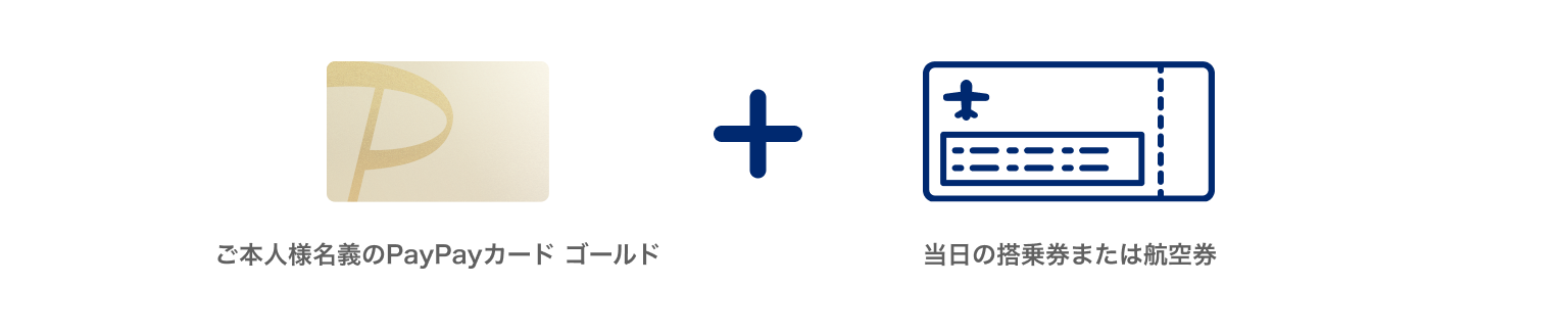 ご本人様名義のPayPayカード ゴールド + 当日の搭乗券または航空券